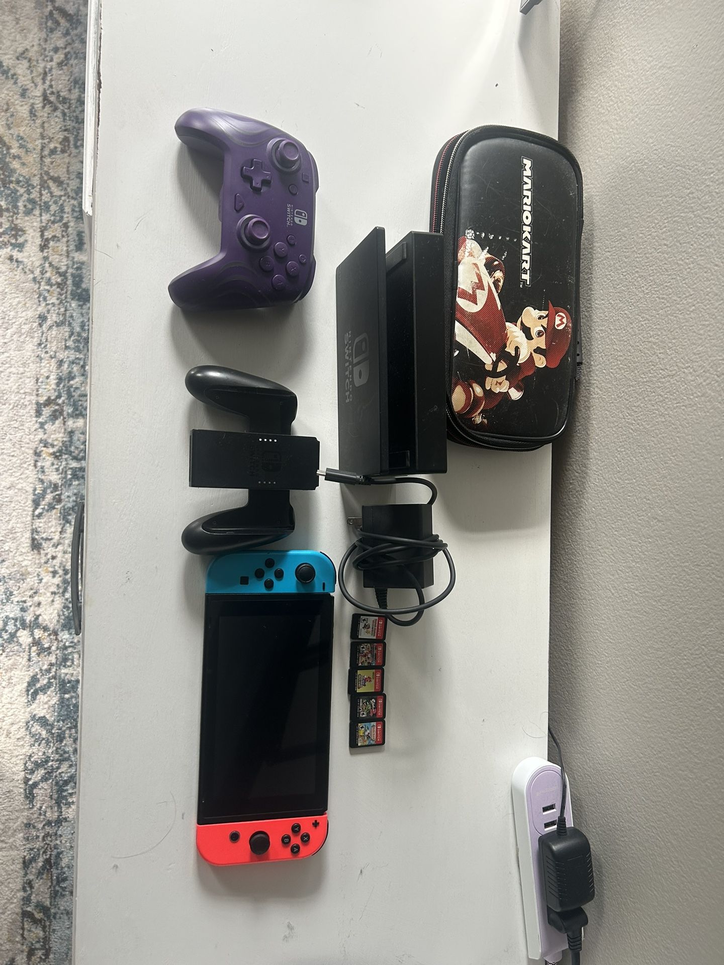 Nintendo Switch With Controller And 5 Games
