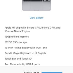 13" MacBook Pro Space Grey 1,200 Obo