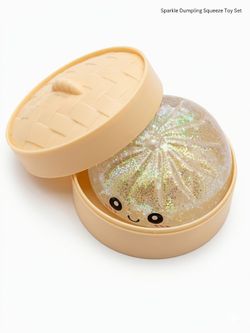 Sparkle Steamed Dumpling Squishy Toy with Mini Steamer