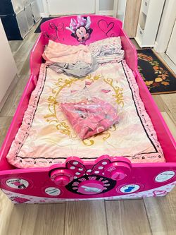 Interactive Wood Toddler Bed, Disney Minnie Mouse + Mattress