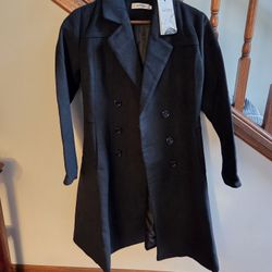 Women's New Long Black Dress Coat