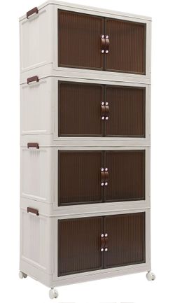 4-Tier Plastic Storage Bins with Wheels & Lids