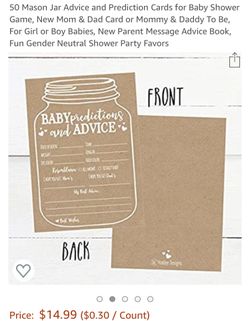 Baby shower prediction card