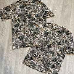 Lot Of 2 GameGuard Short Sleeve Camo Cactus Print Shirts  Mens Medium 