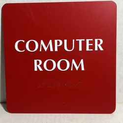 " X6" Computer Room Sign - ADA Compliant Tactile Graphics Grade 2 Braille Text Acrylic Door Wall Sign