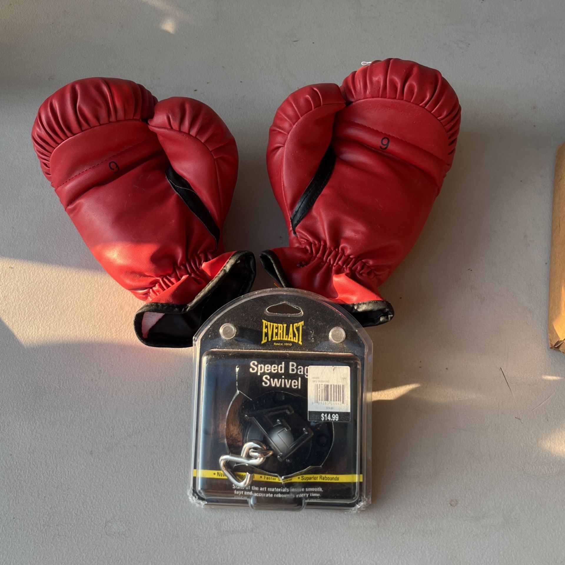 Everlasting Boxing Gloves Size 9 And Speed Bag Swivel