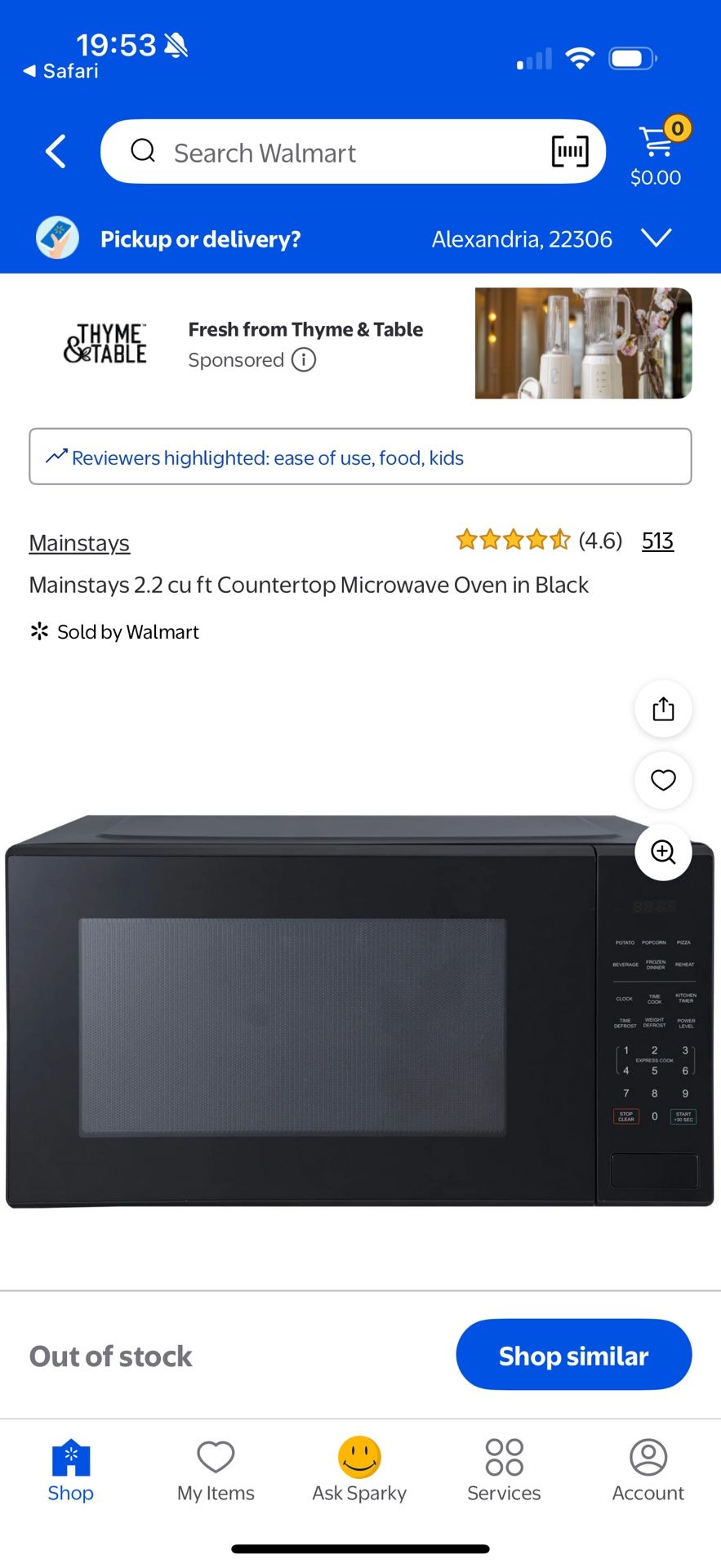 Mainstays 1200 Watt Microwave
