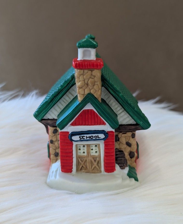 Vintage Village Santa's Best Spirit of America Christmas Porcelain School