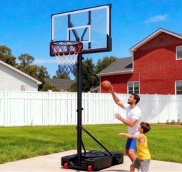 Basketball Hoop for Outdoor, Fehomix Adjustable Height 7-10 FT, Portable Basketball Goal System with 45" Shatterproof Backboard, Wheels & Water Base,