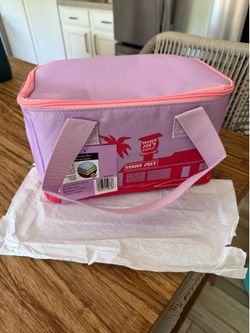 Pink and purple Trader Joes Mini Insulated Tote Lunch Box Cooler