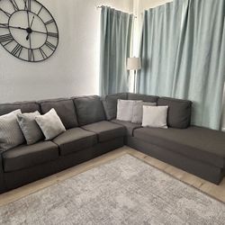 Grey Sectional Couch With Pillows