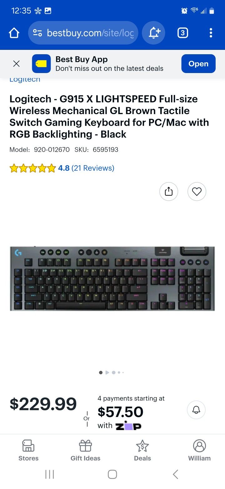 Logitech - G915 X LIGHTSPEED Full-size Wireless Mechanical GL Brown Tactile Switch Gaming Keyboard for PC/Mac with RGB Backlighting - Black