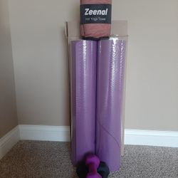 New Yoga Mat, Yoga Towel + New Neoprene Dumbbells 