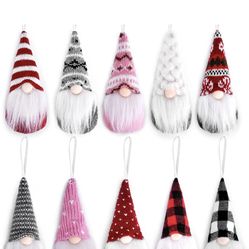 Christmas Tree Decorations Hanging Gnomes Ornaments Set of 10,Handmade Plush Gnome Santa Elf Hanging Home Christmas Decor,Yard Garden Indoor Outdoor P