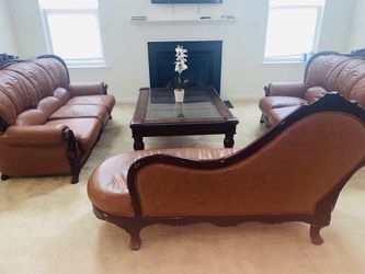 French style 3pc leather sofa