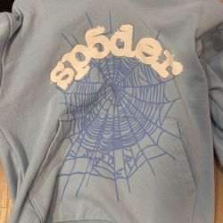 Sp5der Sky Blue Rhinestone Logo Hoodie