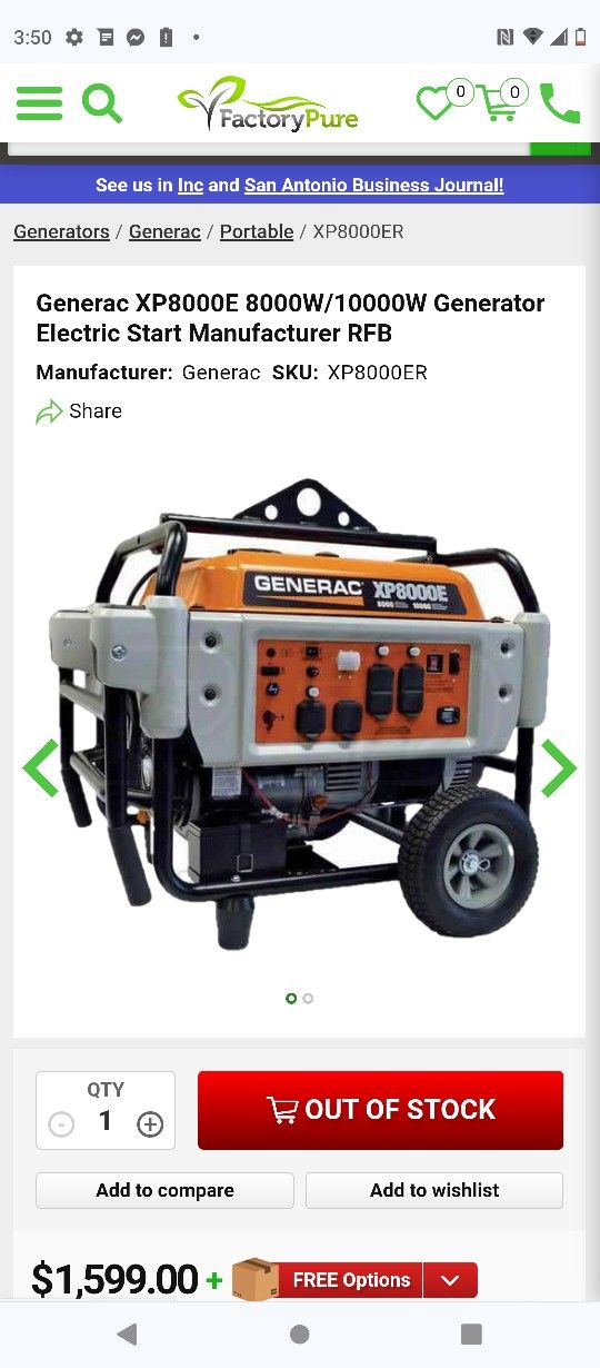 Generac Generator Xp8000e