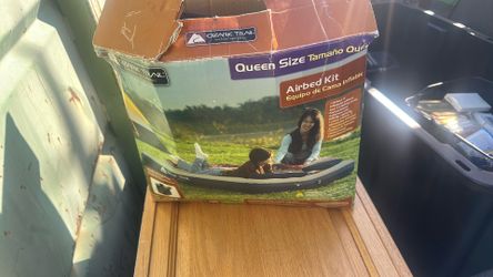 Queen size air mattress, and two pillows with air pump