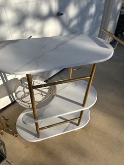 3-Tier Bar Cart with Marble-Look Shelves