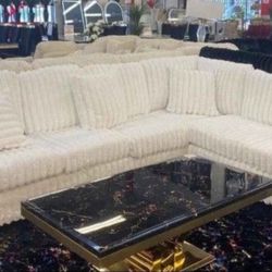 Blanco Seccional Corduroy Nuevo Sofa 🛋 ♥️ 