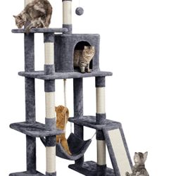 Yaheetech Large Multi-Level Cat Tree, 63 Inches Tall with Sisal-Covered Scratching Posts.
