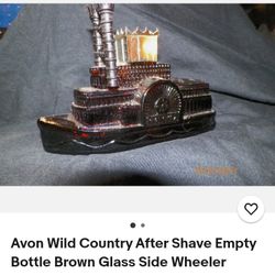 Avon Wild Country After Shave Empty Bottle Brown Glass Side Wheeler Steam Boat $10 bucks  pick up only 865 Ellsworth avenue right off of East Livingst