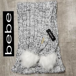 🆕️ NWT BeBe Cable Knit Scarf🧣with Pom Poms☃️