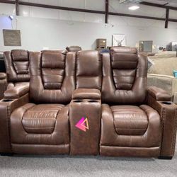 Owner's Box Thyme Power Reclining Loveseat with Adjustable Headrest / Couch