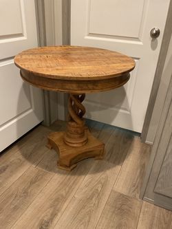 Bengal Manor Mango Wood Twist Accent Table - 30" Rnd x 30" H - 30" Rnd x 30" H - Natural - Wood