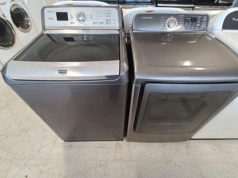 Maytag tap load washer and electric dryer mix and match set used in good condition with 90 days warranty