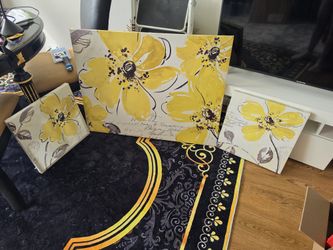 3 Piece Yellow Art Set