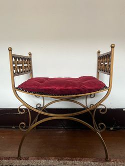 vintage antique gold and red chair