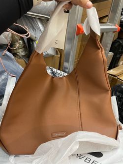 Newbella Brown Leather Hobo Bag