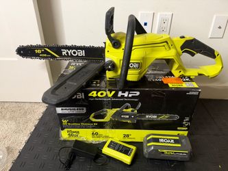 RYOBI 40V HP Brushless 16 in. Battery Chainsaw with 4.0 Ah Battery and Charger