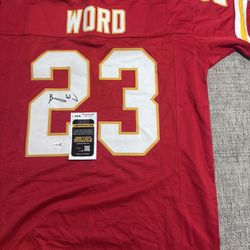 Barry Word Signed Autograph Custom Jersey- JSA COA - Kansas City Chiefs