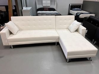 White reversible sectional sofa bed