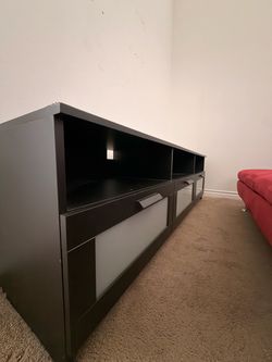 IKEA Brimnes TV Stand – Black, 3 Drawers + Open Shelves