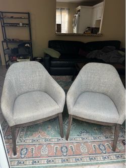 2 Upholstered Chairs - Light Gray
