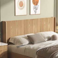 80.3" Wood Headboard King  Size with Charging Stations, Boho Bed Frame Wall Mounted Headboards, Modern Farmhouse Bed headboard Only