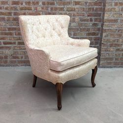 Vintage French provincial Tufted Wing Chair
