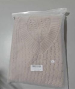 NASKY Women's Casual V-Neck Mid-Sleeve Hollowed-Out Knitted Top