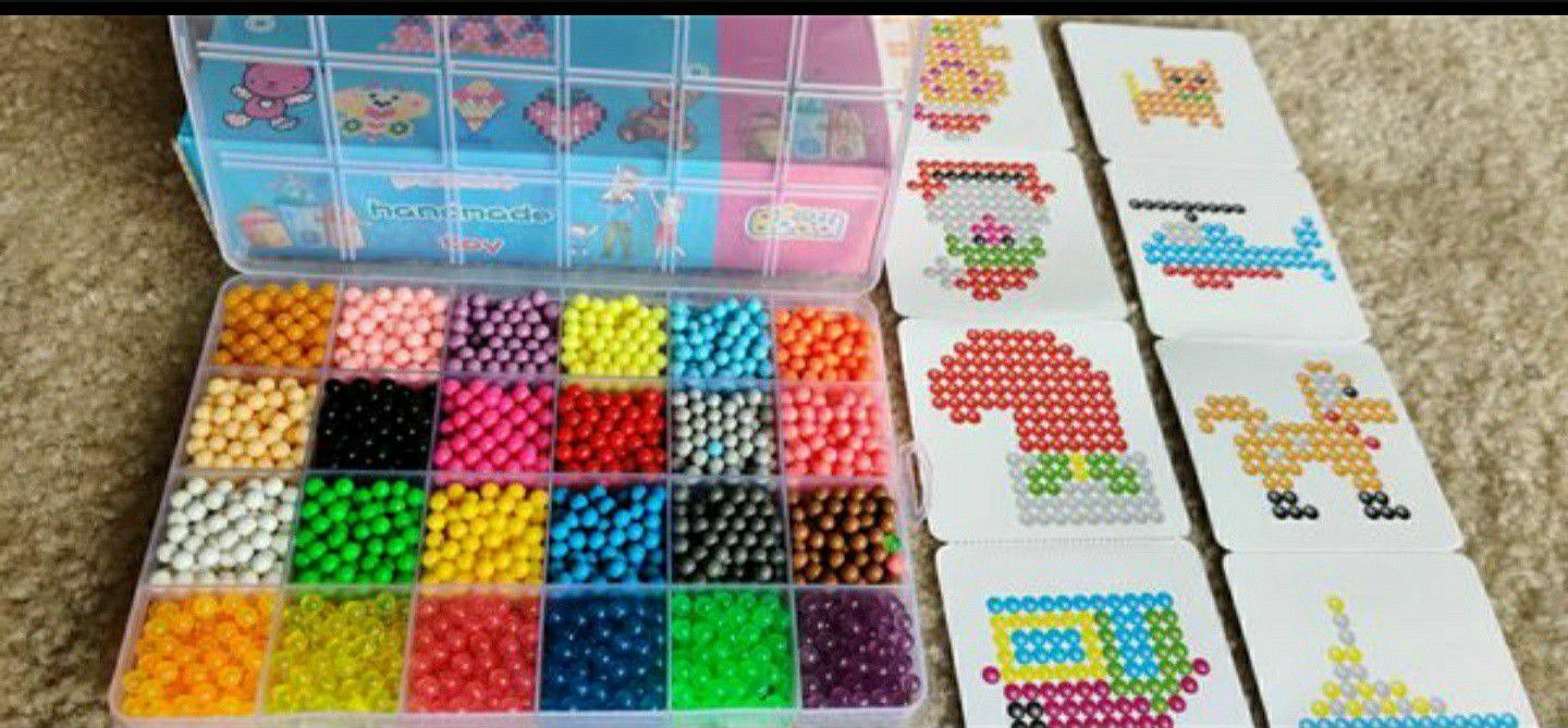 24 Colors 2400+Pcs Sticky Fuse Beads Kids Arts and Crafts Magic Non Toxic for 5-10 Year Old Girls Jewelr for Kids DIY Kit Water Spray Beads