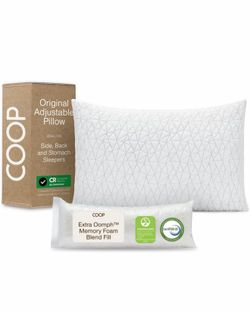 Coop Home Goods Original Loft, almohadas de cama tamaño Queen para dormir, almohadas ajustables de espuma viscoelástica de corte cruzado, firmeza medi