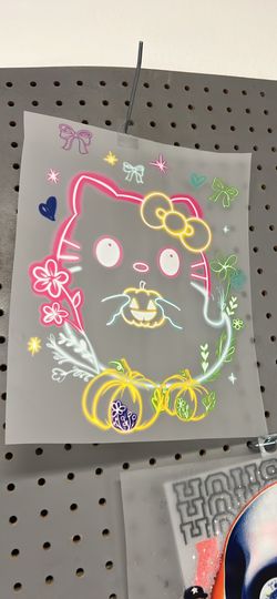 Neon Hello Kitty Dtf Print For Shirts Halloween Style