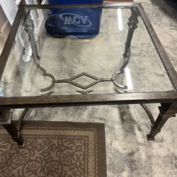 High-Quality Square Metal and Glass Coffee Table