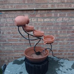 28" H Terracotta Electric Outdoor Patio Fountain W / Concrete Base Holder Stand 
