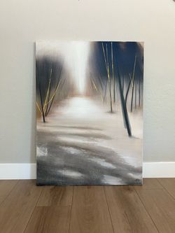 Renwil Graystone 48x36" Hand Painted Modern Cotton Textured Wall Canvas by Artist Lune