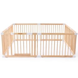 267 HARPPA Wooden Baby Playpen with Gate, Adjustable Panel Play Yard Fence for Toddlers, Greenguard gold certified,60" x 71.5" x 24"