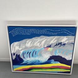 New Handpainted Acrylic Paint Ocean Waves Surf Rainbow Quote Framed Wall Art