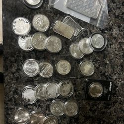 Silver Coins And Bars 
